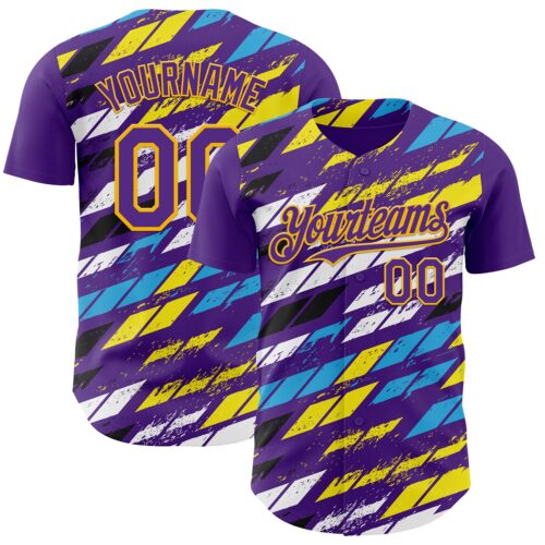 3DPattern12404 Custom Purple Yellow-Blue Car Racing Formula Auto Motorsport Authentic Baseball Jersey