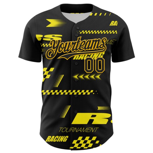 Custom Black Yellow Car Racing Formula Auto Motorsport Authentic Baseball Jersey