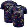Custom Navy Black White Red-Yellow Car Racing Formula Auto Motorsport Authentic Baseball Jersey