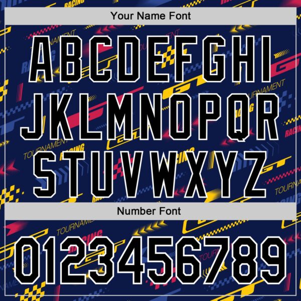 Custom Navy Black White Red-Yellow Car Racing Formula Auto Motorsport Authentic Baseball Jersey