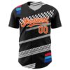 Custom Black Orange White-Blue Car Racing Formula Auto Motorsport Authentic Baseball Jersey