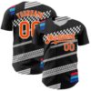 Custom Black Orange White-Blue Car Racing Formula Auto Motorsport Authentic Baseball Jersey