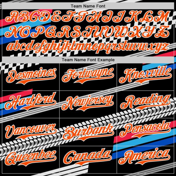 Custom Black Orange White-Blue Car Racing Formula Auto Motorsport Authentic Baseball Jersey