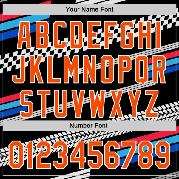Custom Black Orange White-Blue Car Racing Formula Auto Motorsport Authentic Baseball Jersey
