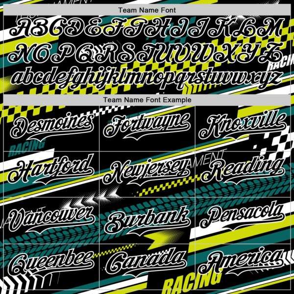 Custom Black White Yellow-Green Car Racing Formula Auto Motorsport Authentic Baseball Jersey