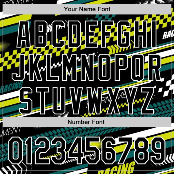 Custom Black White Yellow-Green Car Racing Formula Auto Motorsport Authentic Baseball Jersey