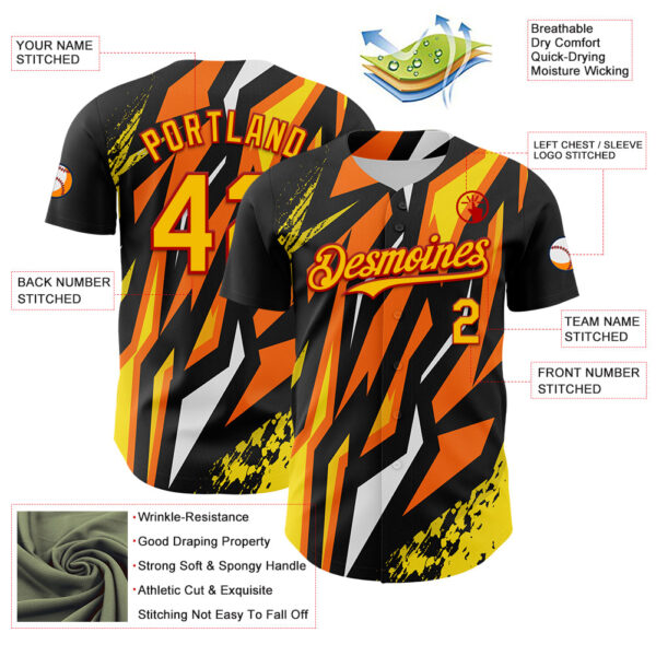Custom Black Yellow Red Orange-White Car Racing Formula Auto Motorsport Authentic Baseball Jersey