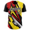 Custom Black White Red-Yellow Car Racing Formula Auto Motorsport Authentic Baseball Jersey