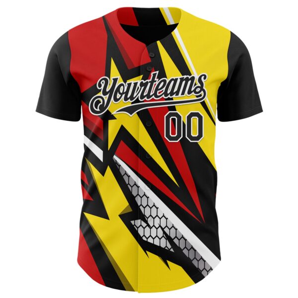 Custom Black White Red-Yellow Car Racing Formula Auto Motorsport Authentic Baseball Jersey