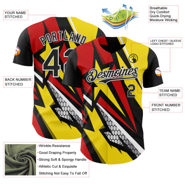 Custom Black White Red-Yellow Car Racing Formula Auto Motorsport Authentic Baseball Jersey