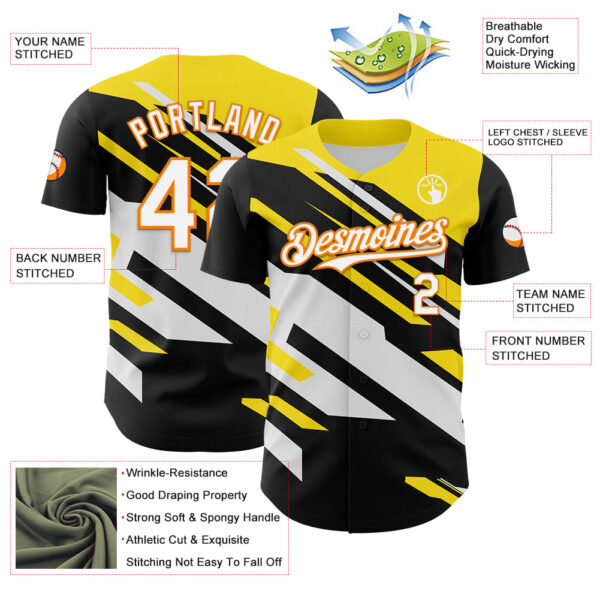 Custom Black White Bay Orange-Yellow Car Racing Formula Auto Motorsport Authentic Baseball Jersey