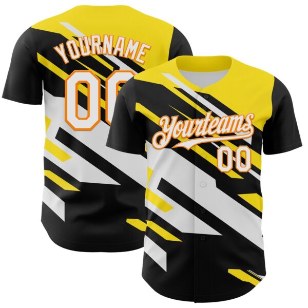 Custom Black White Bay Orange-Yellow Car Racing Formula Auto Motorsport Authentic Baseball Jersey