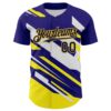Custom Purple Navy Yellow-White Car Racing Formula Auto Motorsport Authentic Baseball Jersey