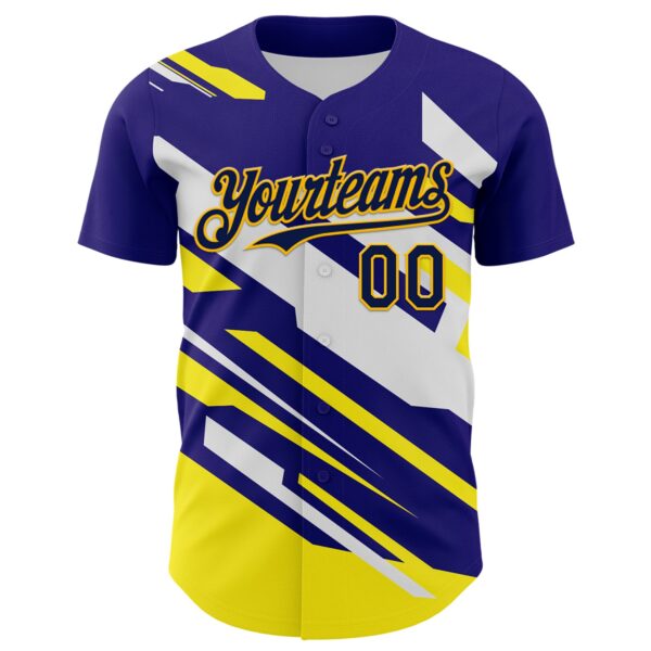 Custom Purple Navy Yellow-White Car Racing Formula Auto Motorsport Authentic Baseball Jersey
