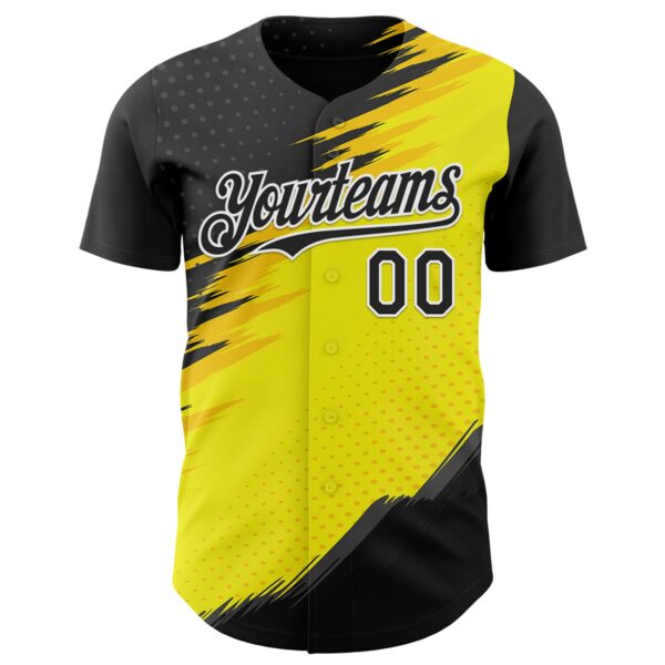 Custom Black White-Yellow Car Racing Formula Auto Motorsport Authentic Baseball Jersey
