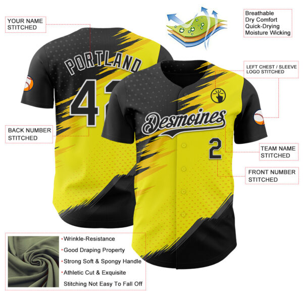 Custom Black White-Yellow Car Racing Formula Auto Motorsport Authentic Baseball Jersey