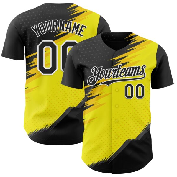 Custom Black White-Yellow Car Racing Formula Auto Motorsport Authentic Baseball Jersey