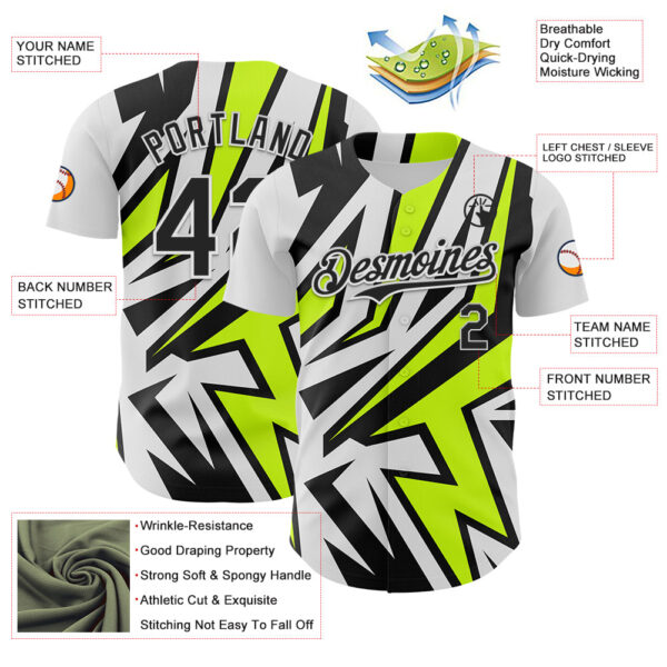 Custom White Black-Green Car Racing Formula Auto Motorsport Authentic Baseball Jersey