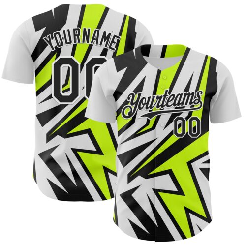 3DPattern12416 Custom White Black-Green Car Racing Formula Auto Motorsport Authentic Baseball Jersey