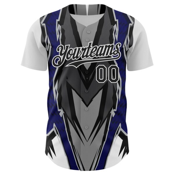 Custom White Black Gray-Blue Car Racing Formula Auto Motorsport Authentic Baseball Jersey