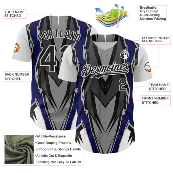 Custom White Black Gray-Blue Car Racing Formula Auto Motorsport Authentic Baseball Jersey