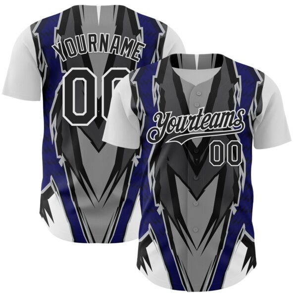 Custom White Black Gray-Blue Car Racing Formula Auto Motorsport Authentic Baseball Jersey