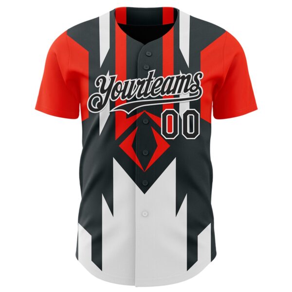 Custom Red Black-White Car Racing Formula Auto Motorsport Authentic Baseball Jersey