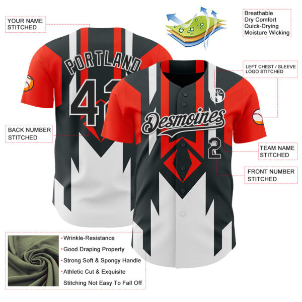 Custom Red Black-White Car Racing Formula Auto Motorsport Authentic Baseball Jersey
