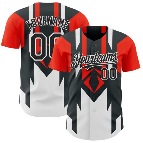 Custom Red Black-White Car Racing Formula Auto Motorsport Authentic Baseball Jersey