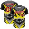 Custom Black Red White-Yellow Car Racing Formula Auto Motorsport Authentic Baseball Jersey