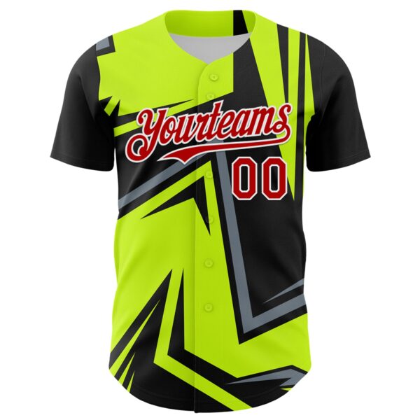 Custom Black Red White-Green Car Racing Formula Auto Motorsport Authentic Baseball Jersey
