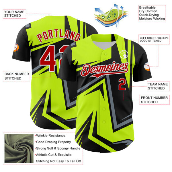 Custom Black Red White-Green Car Racing Formula Auto Motorsport Authentic Baseball Jersey