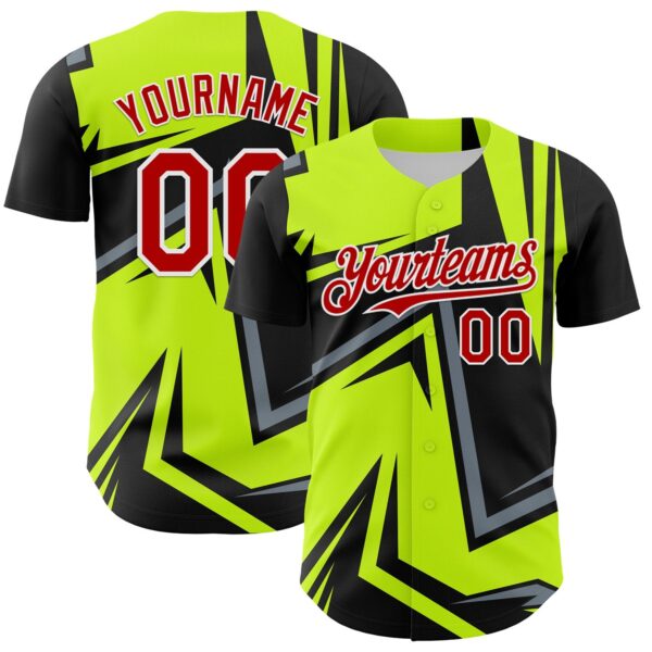 Custom Black Red White-Green Car Racing Formula Auto Motorsport Authentic Baseball Jersey