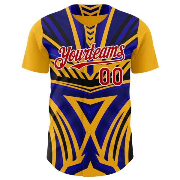Custom Gold Red White Blue-Black Car Racing Formula Auto Motorsport Authentic Baseball Jersey