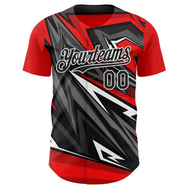 Custom Red Black White-Gray Car Racing Formula Auto Motorsport Authentic Baseball Jersey