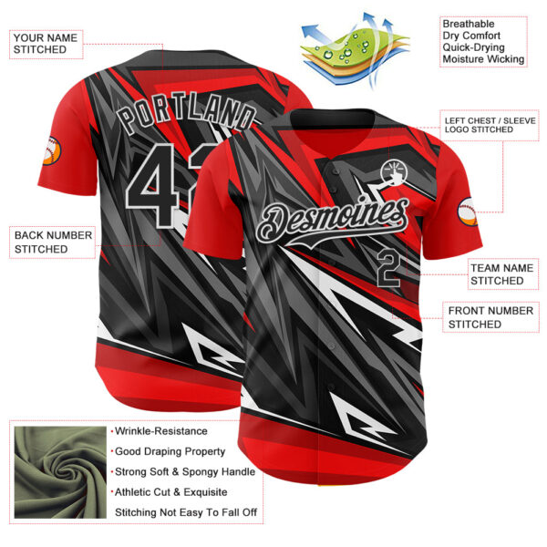 Custom Red Black White-Gray Car Racing Formula Auto Motorsport Authentic Baseball Jersey