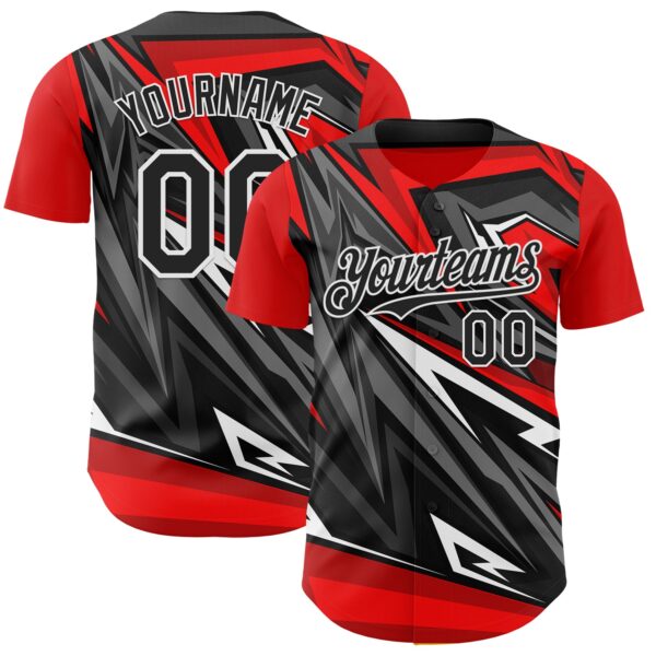 Custom Red Black White-Gray Car Racing Formula Auto Motorsport Authentic Baseball Jersey