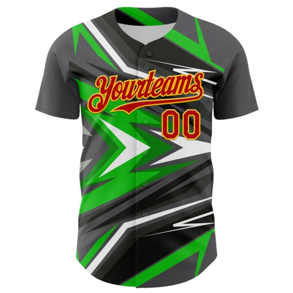 Custom Steel Gray Red Yellow Green-White Car Racing Formula Auto Motorsport Authentic Baseball Jersey