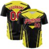 Custom Black Red White-Yellow Car Racing Formula Auto Motorsport Authentic Baseball Jersey