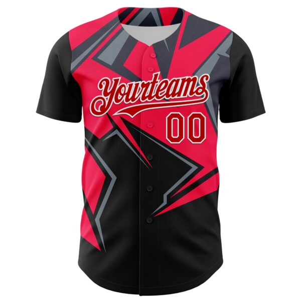 Custom Black Red White-Gray Car Racing Formula Auto Motorsport Authentic Baseball Jersey