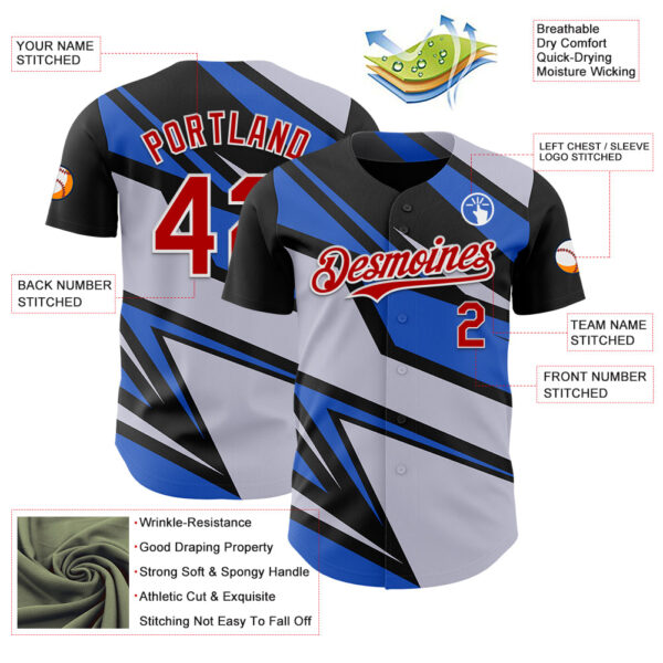 Custom Gray Red White-Blue Car Racing Formula Auto Motorsport Authentic Baseball Jersey