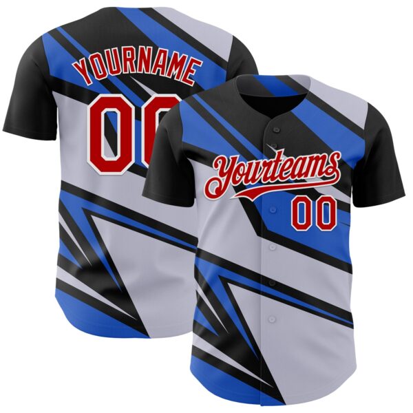 Custom Gray Red White-Blue Car Racing Formula Auto Motorsport Authentic Baseball Jersey