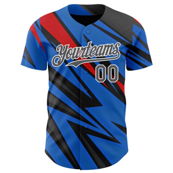 Custom Black Steel Gray White Blue-Red Car Racing Formula Auto Motorsport Authentic Baseball Jersey