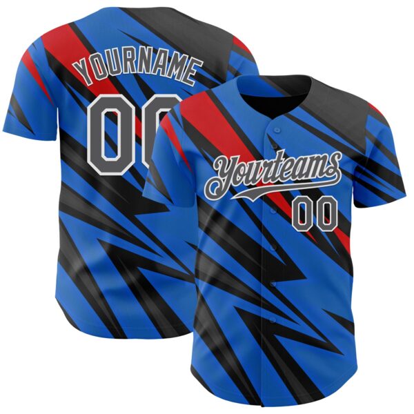 Custom Black Steel Gray White Blue-Red Car Racing Formula Auto Motorsport Authentic Baseball Jersey