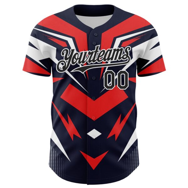 Custom Navy Black White-Red Car Racing Formula Auto Motorsport Authentic Baseball Jersey