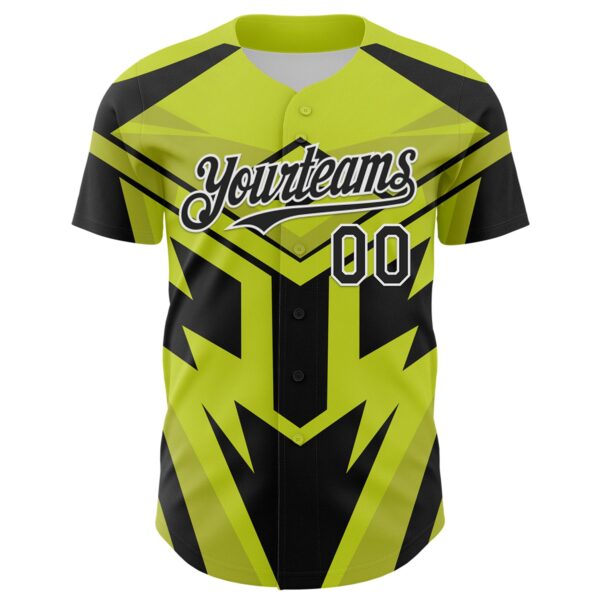 Custom Black White-Green Car Racing Formula Auto Motorsport Authentic Baseball Jersey