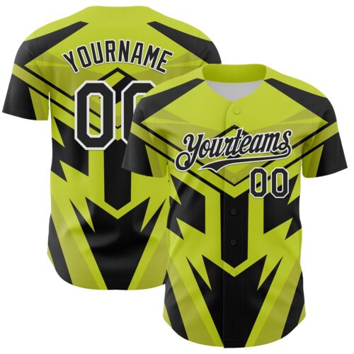 3DPattern12430 Custom Black White-Green Car Racing Formula Auto Motorsport Authentic Baseball Jersey