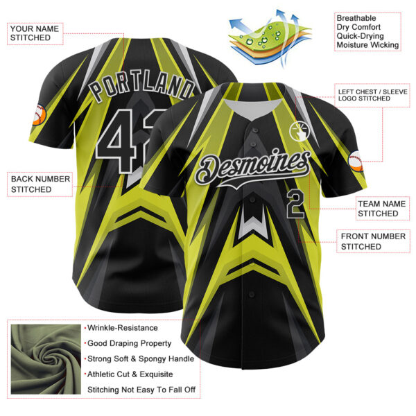 Custom Black White Green-Gray Car Racing Formula Auto Motorsport Authentic Baseball Jersey