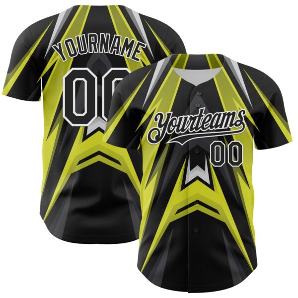 Custom Black White Green-Gray Car Racing Formula Auto Motorsport Authentic Baseball Jersey