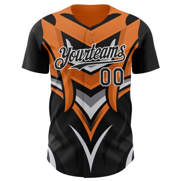 Custom Black White Orange-Gray Car Racing Formula Auto Motorsport Authentic Baseball Jersey